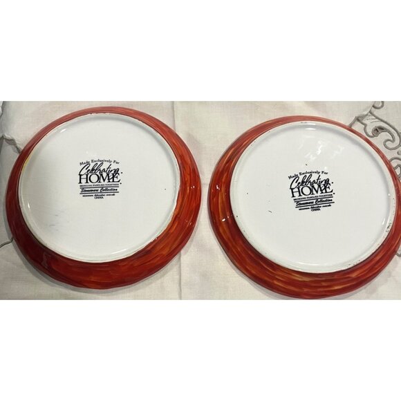 Celebrating Home Pumpkin Ceramic Plates Set Of 2 Hand-Painted Autumn Design - Picture 6 of 9